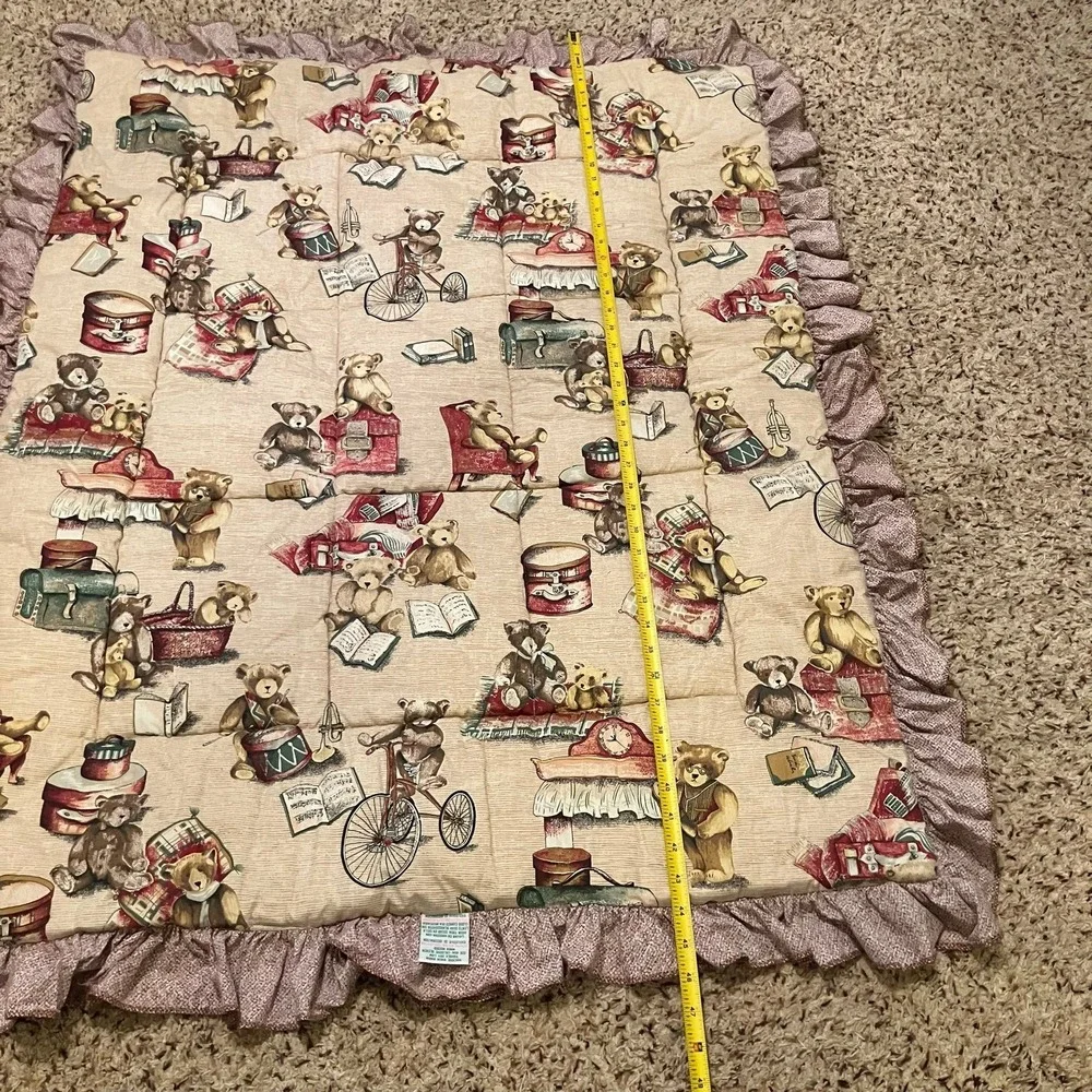 VTG Lambs & Ivy Quilted Baby Crib Comforter Toddler Bed Blanket Teddy Bears